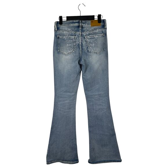 Austin Landing Rhinestone Butterfly Back Embellished Flare Jeans 90s Women's 3 - Picture 1 of 5